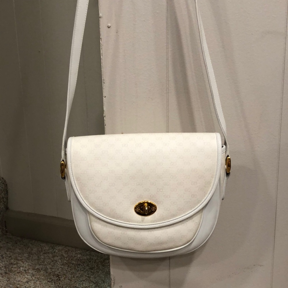 Gucci White Vintage Shoulder Purse